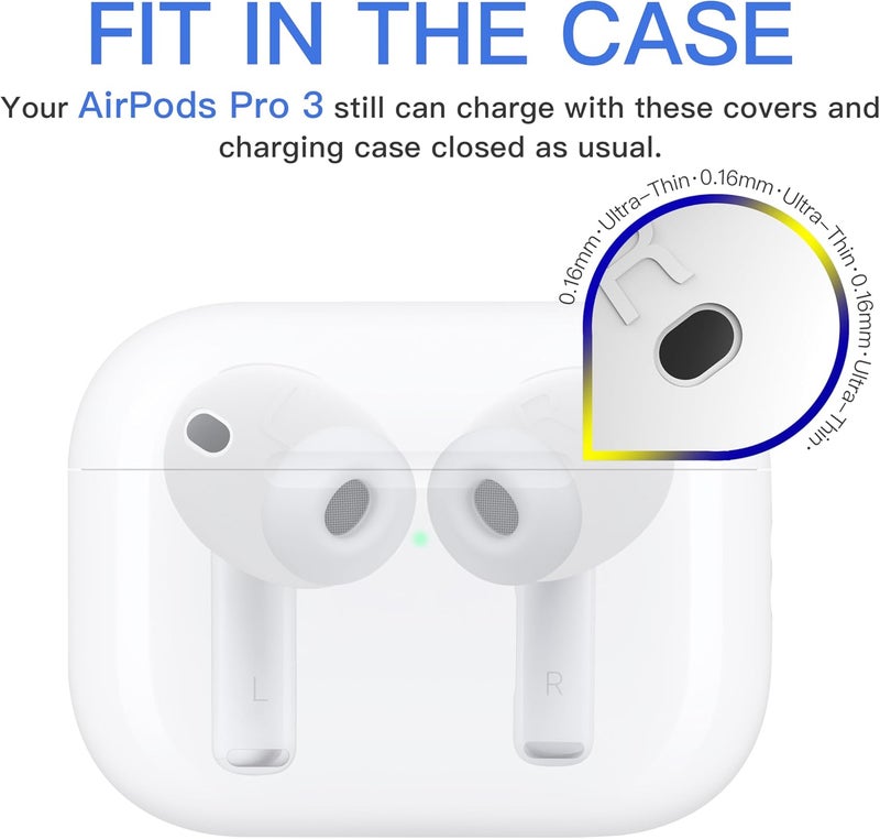DamonLight [Fit in Case] 3 Pairs Cover for AirPods Pro 3 Anti Scratches Add Grip Sport Ear Tips [US Patent Registered] Compatible with AirPods Pro 3rd Generation 2025 (White) - Image 2